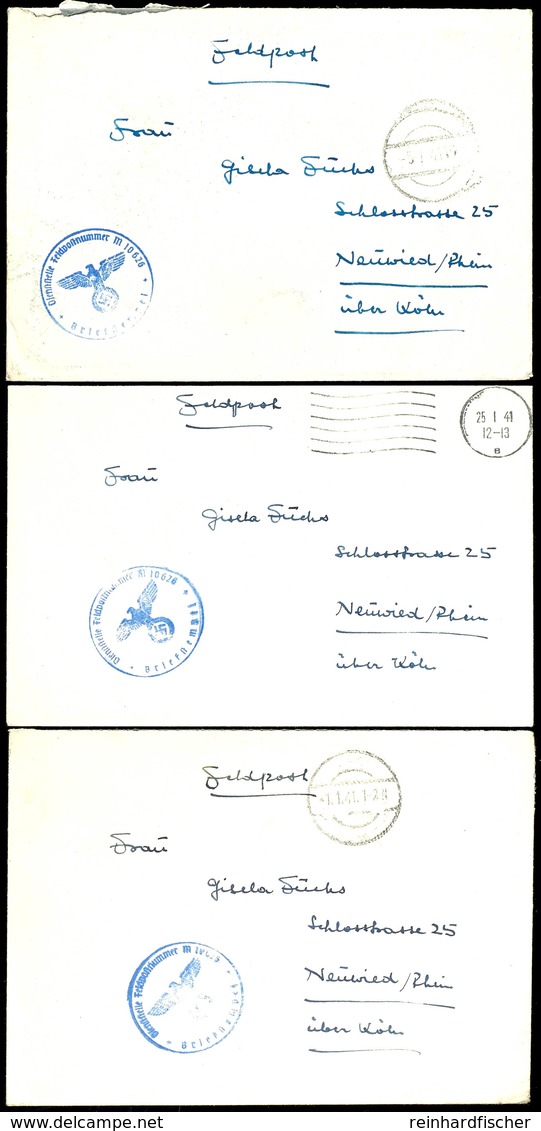 1941, 3 Feldpost-Briefe Einer Korrespondenz Aus Januar 1941 Mit Brief-Stpl. Und  Absenderangabe Feldpost-Nr. M 10626 = Z - Other & Unclassified