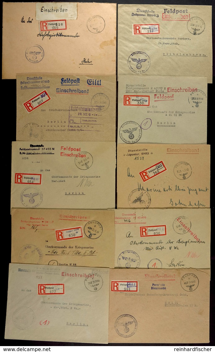 1942/45, Kriegsmarine, 10 Feldpost-R-Briefe (K-Nr. 208, 233, 238, 301, 323, 346, 459, 467 Und 767), Gute Bedarfs-Erhaltu - Other & Unclassified