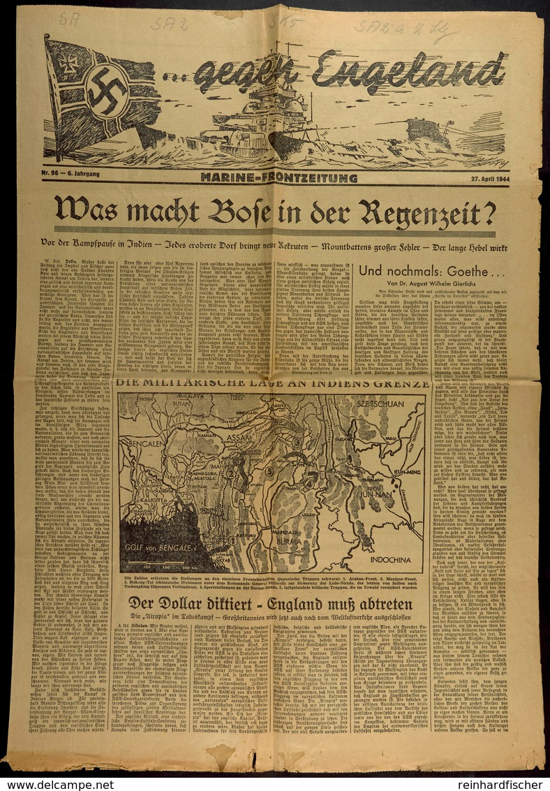 1944, Kriegsmarine, Marine-Frontzeitung "...gegen Engeland" Vom 27. April 1944, Bedarfs-Erhaltung  BF - Other & Unclassified