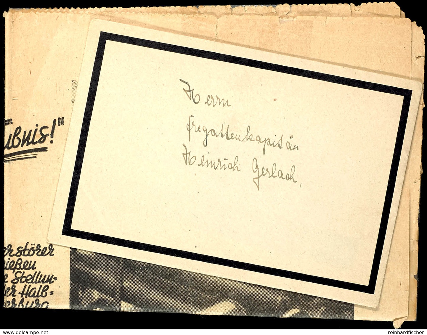 1944, Trauer-Brief Ohne Stpl. An Fregattenkapitän Heinrich Gerlach, Der Zu Dieser Zeit Kommandant Vom Zerstörer "Z 28" W - Other & Unclassified