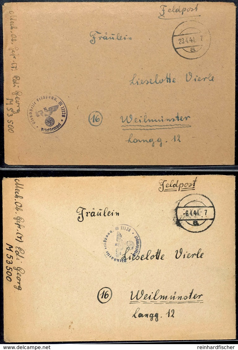 1944, U-Boot-Flotille, Zwei Briefe Je Mit Vollem Inhalt Ab FP-Nr. M53500 Mit Tarnstempel 6.4.44 Bzw. 23.4.44 Nach Weilmü - Other & Unclassified