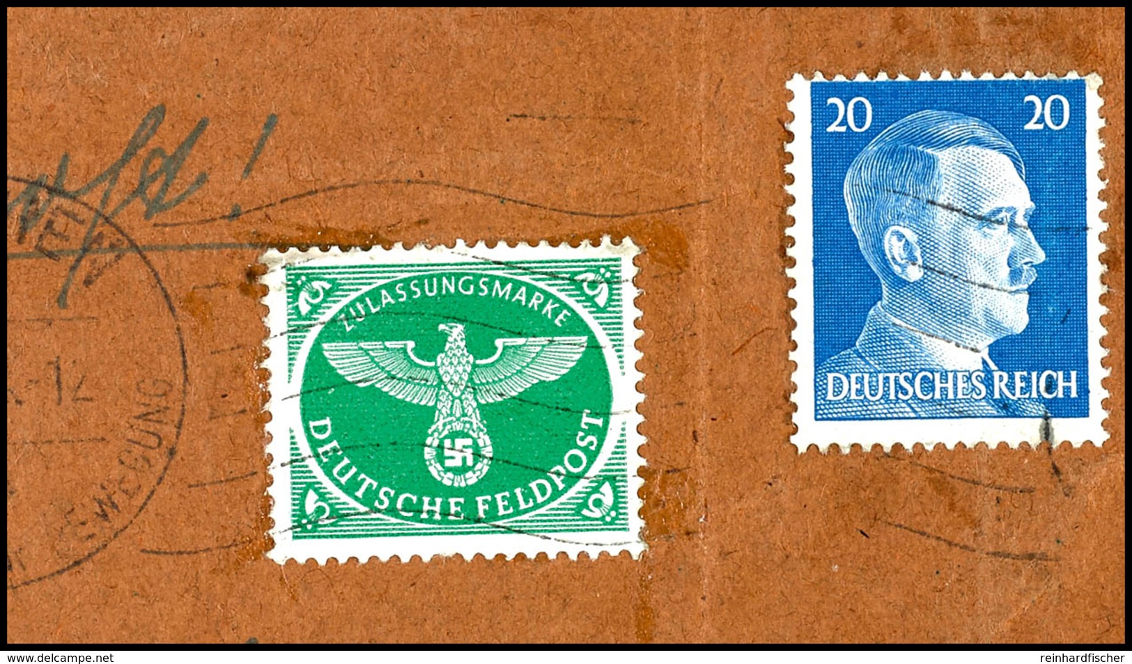 Weihnachts-Päckchenmarke Und 20 Pfg. Hitler Auf Briefstück Mit Handrollstempel Als Entwertung, Briefstück Mit Faltspuren - Other & Unclassified