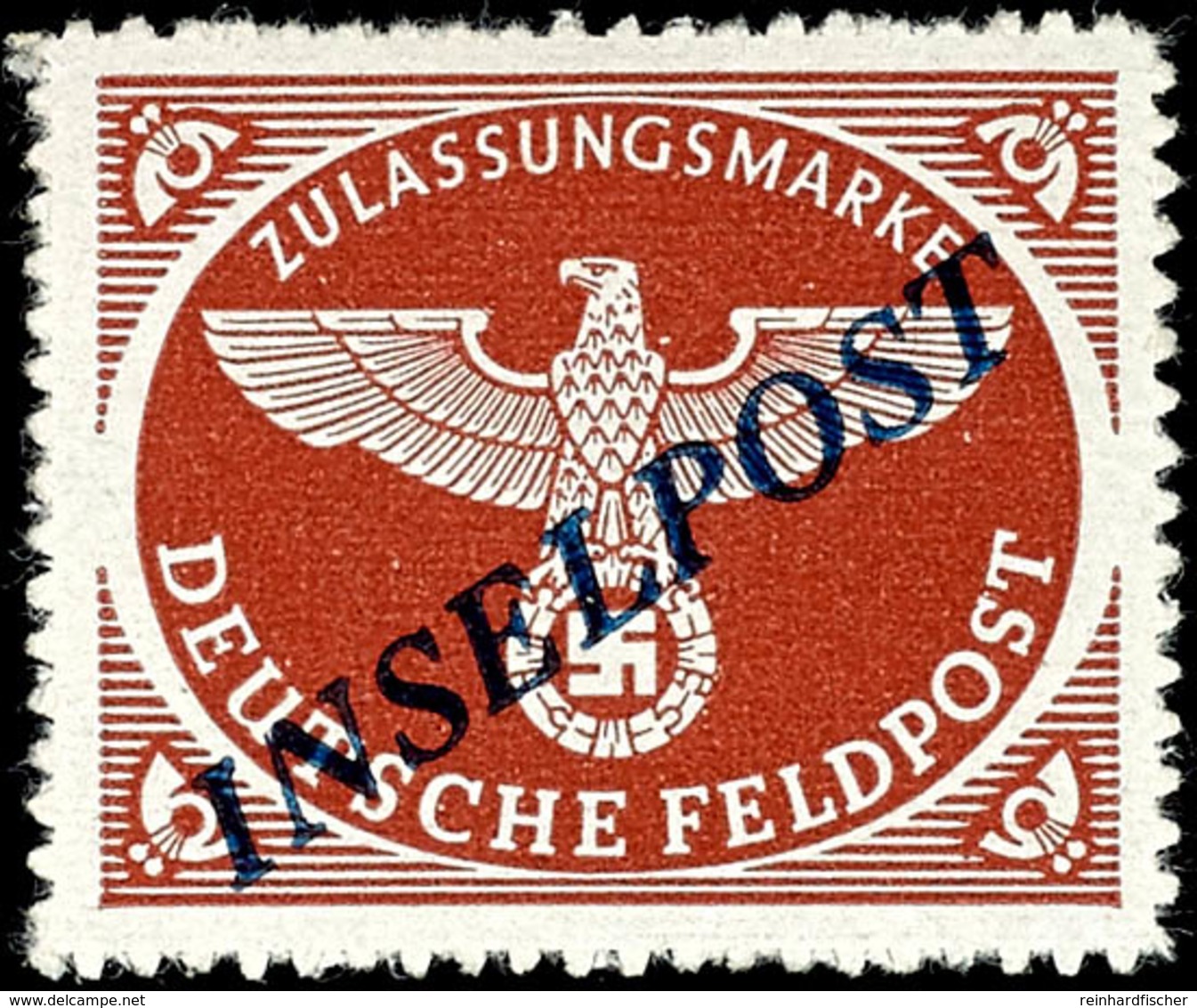 Agramer-Aufdruck, Durchstochen, Diagonaler, Dunkelblauer Aufdruck Auf Feldpostpäckchen-Zulassungsmarke, Tadellos Postfri - Other & Unclassified