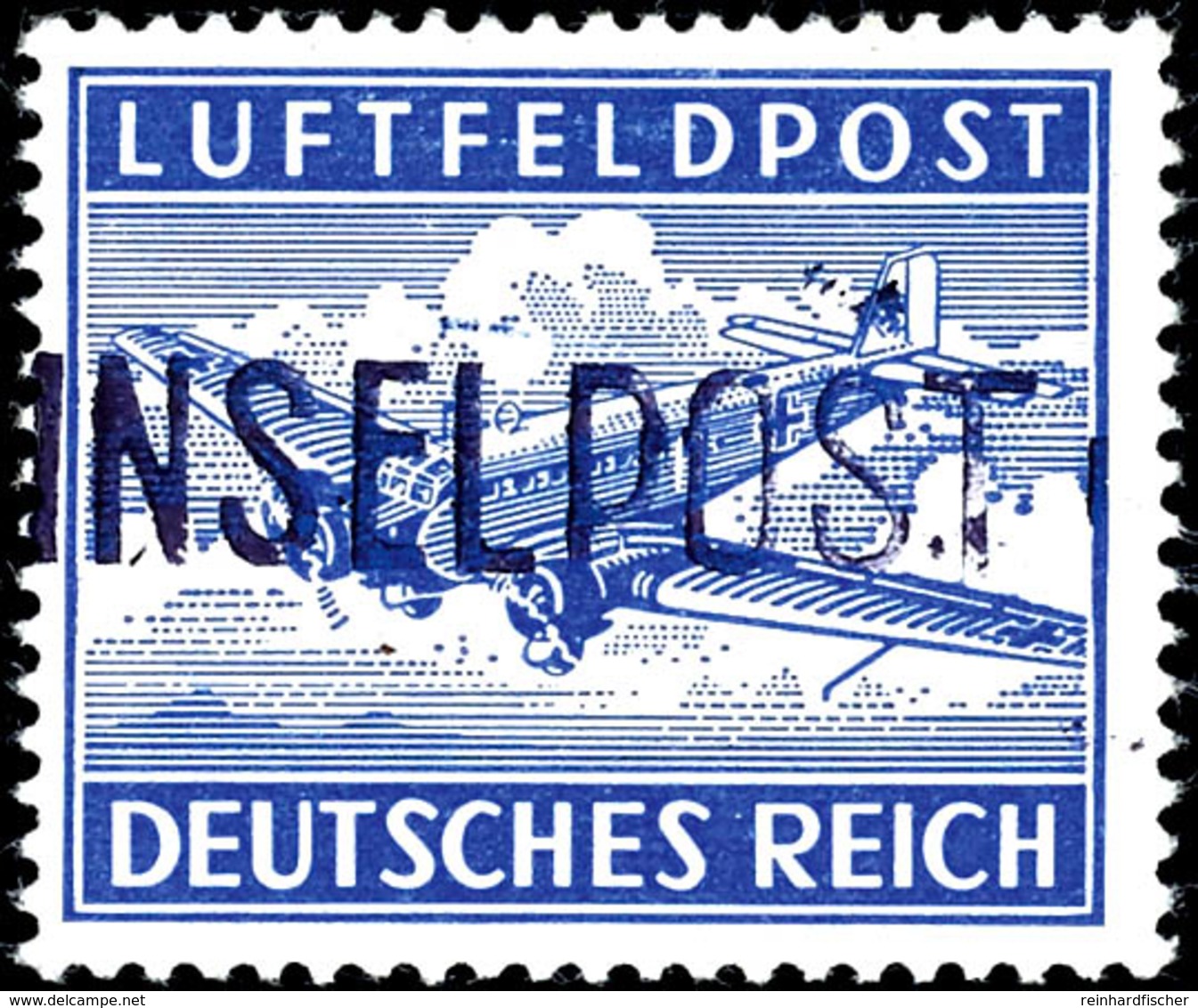 Insel Leros, Schwarzblauvioletter Handrollstempel-Aufdruck "INSELPOST" In Type IV Auf Luftfeldpost-Zulassungsmarke, Unge - Other & Unclassified