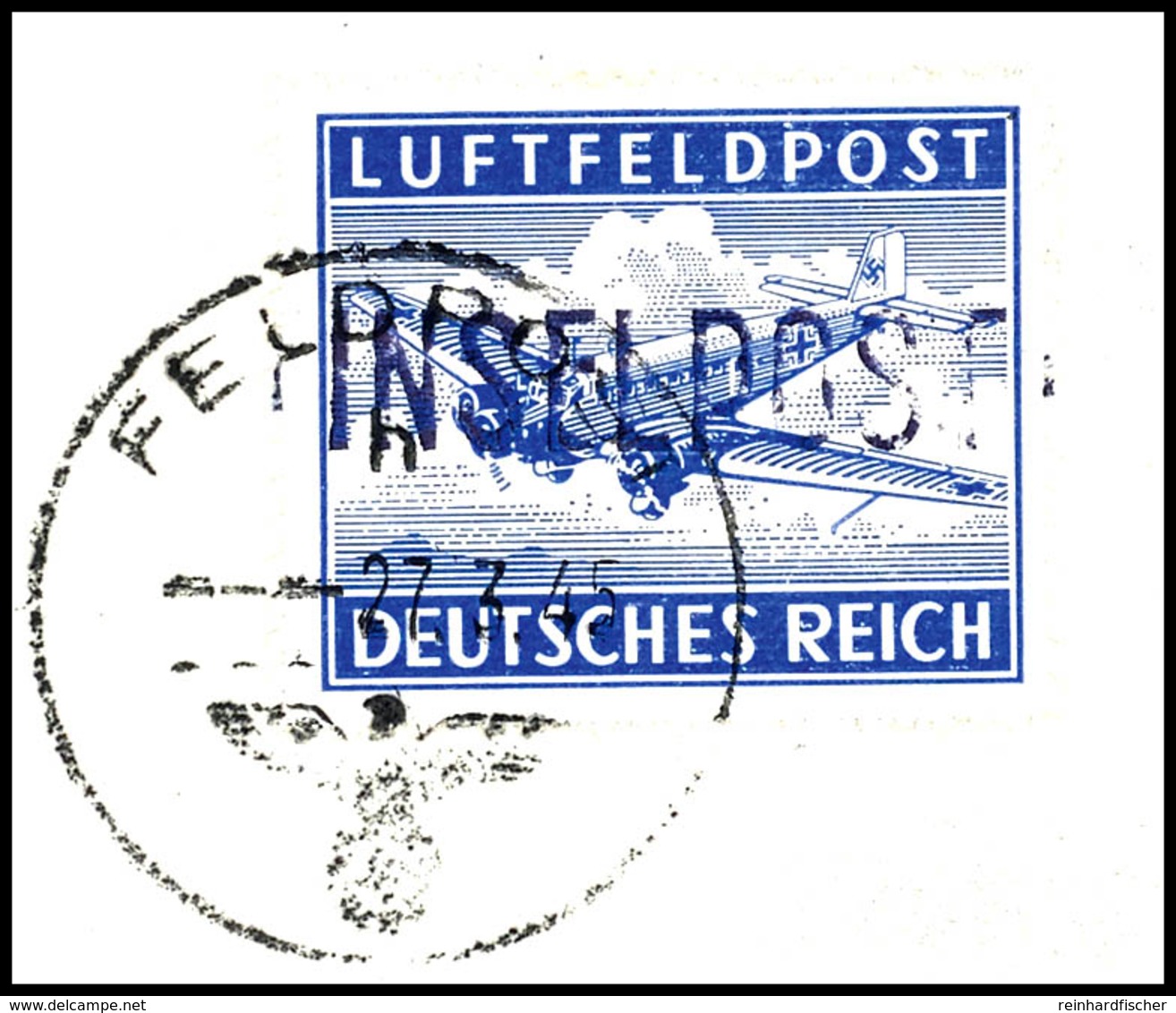 Leros, Zulassungsmarke Durchstochen, Aufdruck "INSELPOST" In Type IV, Gestempelt "Feldpost H 27.3.45" Auf Schönem Briefs - Other & Unclassified