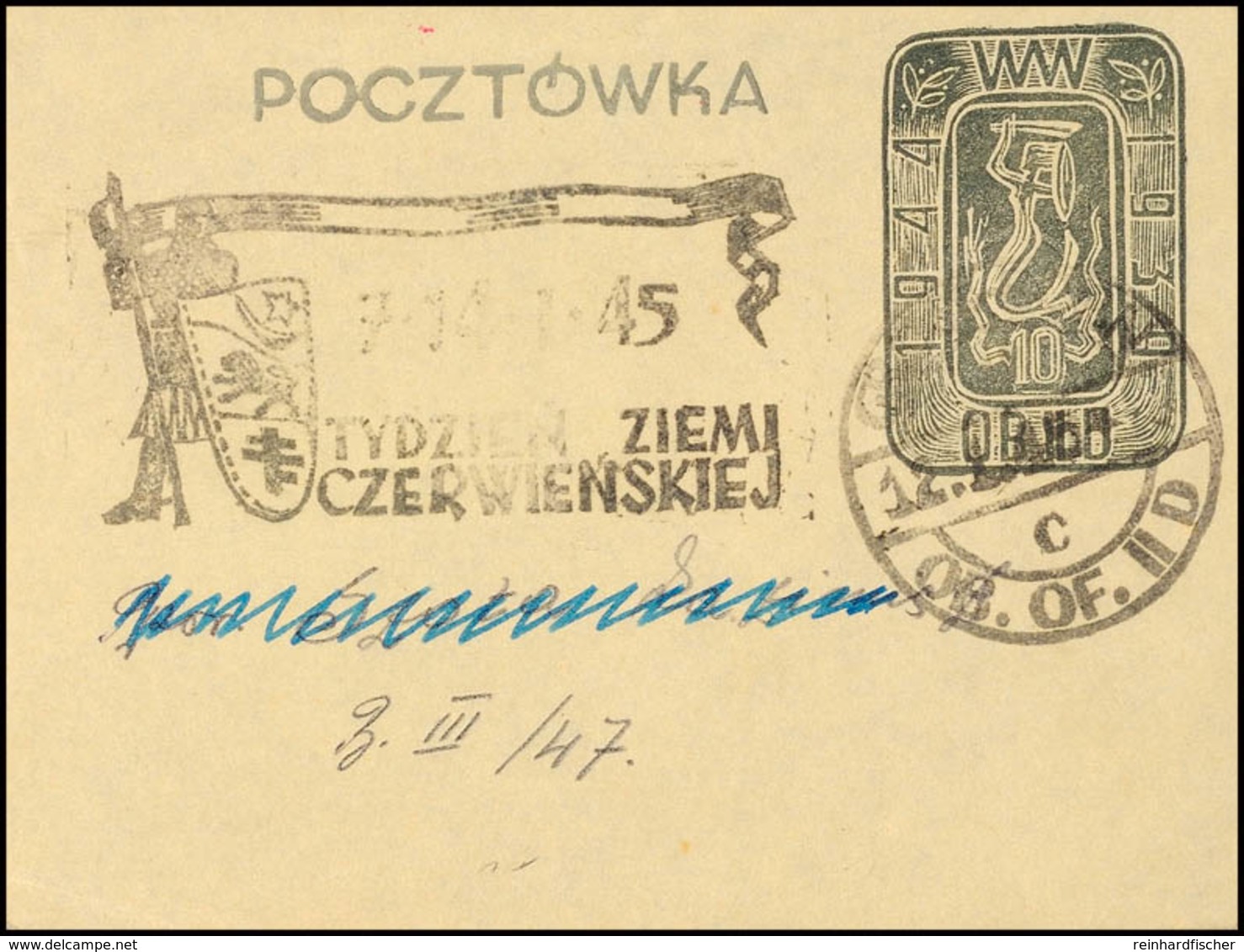 Ganzsachenkarte 10 F. Verteidigung Warschaus, Name In Der Anschrift Unkenntlich Gemacht, Gepr. Schmutz, Niedrige  Auflag - Other & Unclassified