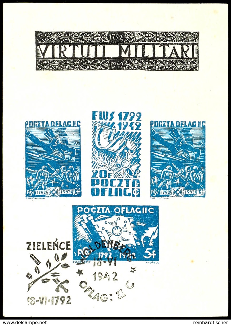 1942, Blockausgabe Orden Virtuti Militari, Format 105 X 145 Mm, Gestempelt Mit Ersttagsentwertung, Wie Immer Leichte Kni - Other & Unclassified