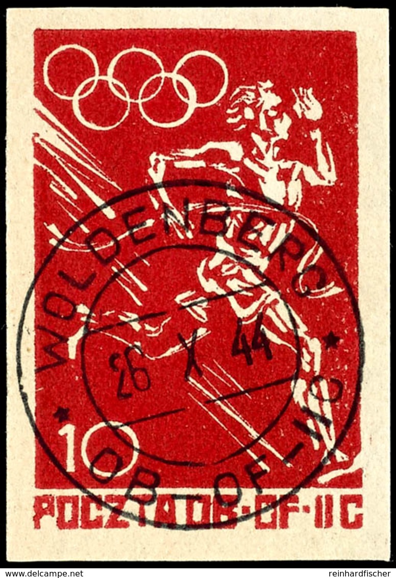 1944, "Olympisches Jahr", 10 F. Rot, Tadellos Gestempelt, Auflage 17.580 Stück, Katalog: 40 O - Altri & Non Classificati