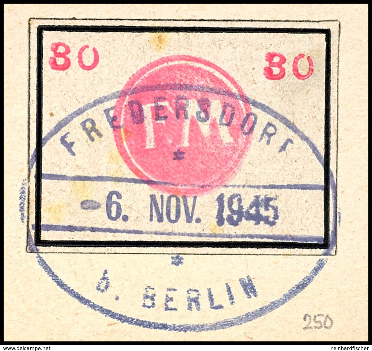 30 Pfg Behelfsmarke Mit Schwarzen Rahmen (Rahmengröße 38x28 Mm), Kleine Wertziffern, Höchstwert Zeitgerecht Entwertet Au - Fredersdorf-Vogelsdorf