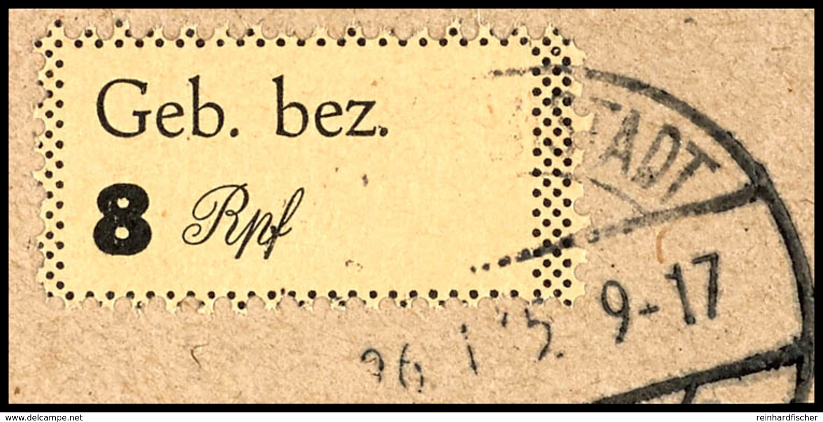 8 Rpf. Schwarz Auf Chamois, Kabinett-Briefstück Mit Stempel "FREUDENSTADT", Gepr. Dr. Penning BPP, Mi. 250.-, Katalog: 2 - Freudenstadt