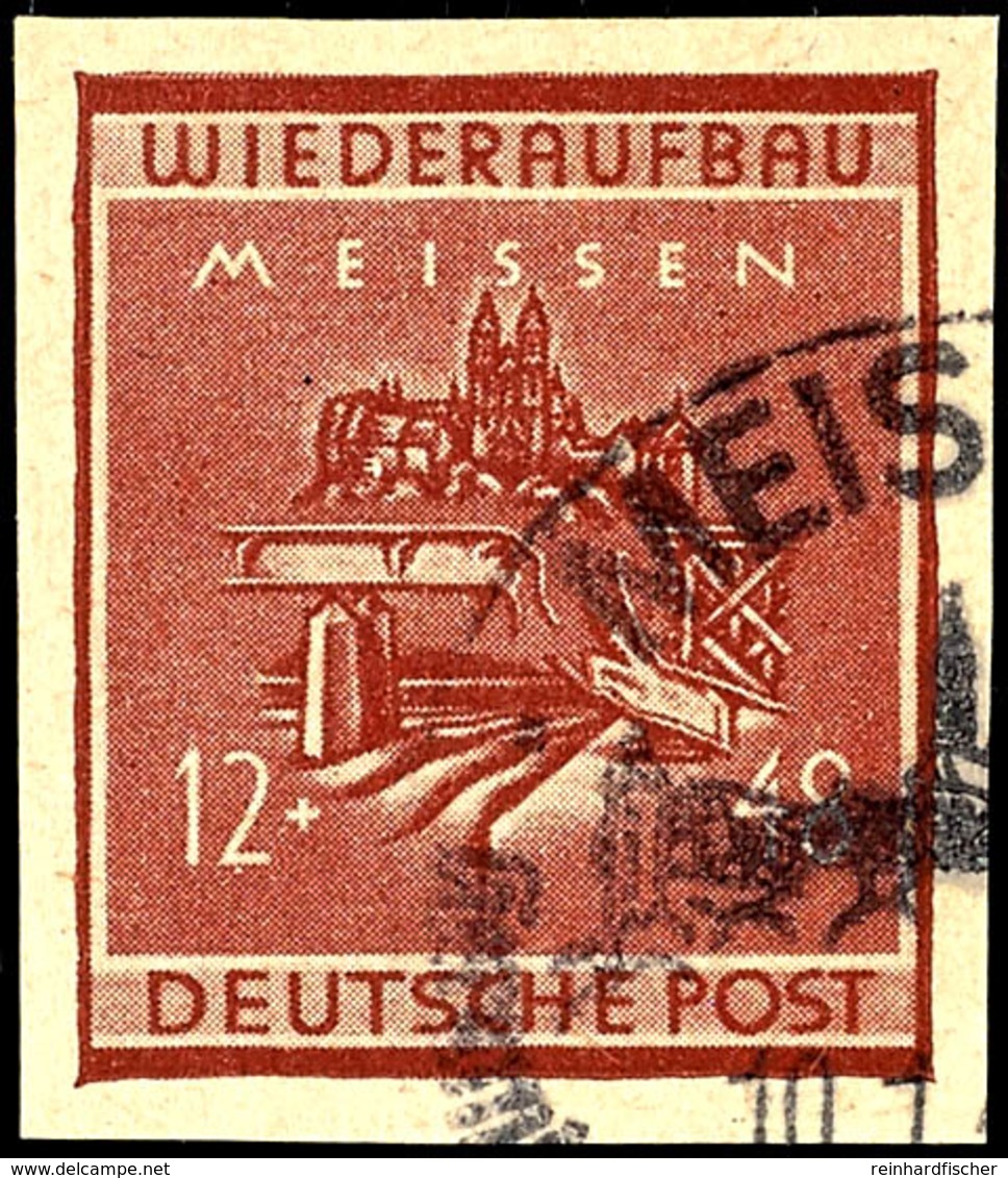 5 - 12 Pfg Wiederaufbau Geschnitten Komplett, Tadellos Gestempelt, Tiefst Gepr. Zierer BPP, Mi. 700.-, Katalog: 35/38B O - Meissen