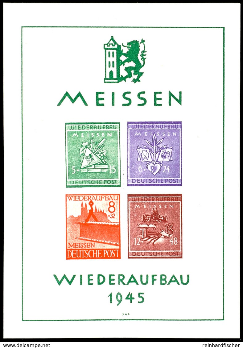 Wiederaufbau-Block, Postfrischer Block Mit üblicher Quetschfalte Im Unterrand, Mi. 260.-, Katalog: Bl.1 ** - Meissen