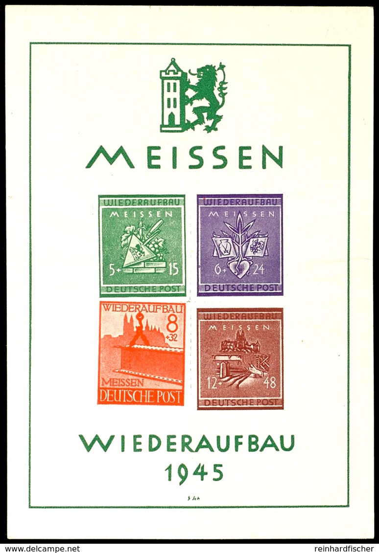 Blockausgabe Wiederaufbau Mit Abart III1 "8 Pfg Mehr Als 3 Mm Nach Oben Verschoben", Tadellos Postfrisch, Seltene Abart, - Meissen