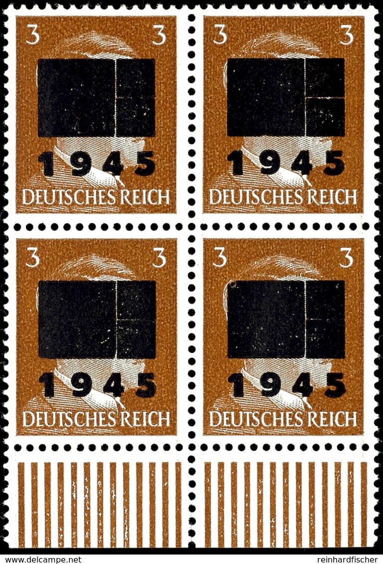 3 Pfg Hitler Mit Lokalem Aufdruck - Type IIb, Viererblock, Tadellos Postfrisch, Mi. 160.-, Katalog: 2IIb(4) ** - Other & Unclassified