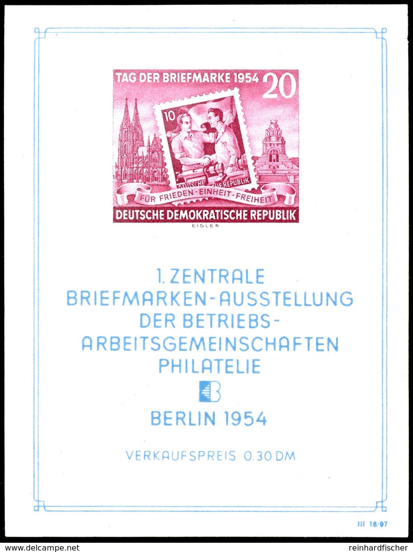 Briefmarkenausstellungsblock Auf Geripptem Papier Mit Wz. 2 X II, Tadellos Postfrisch, Fotoattest Paul BPP "... Einwandf - Other & Unclassified