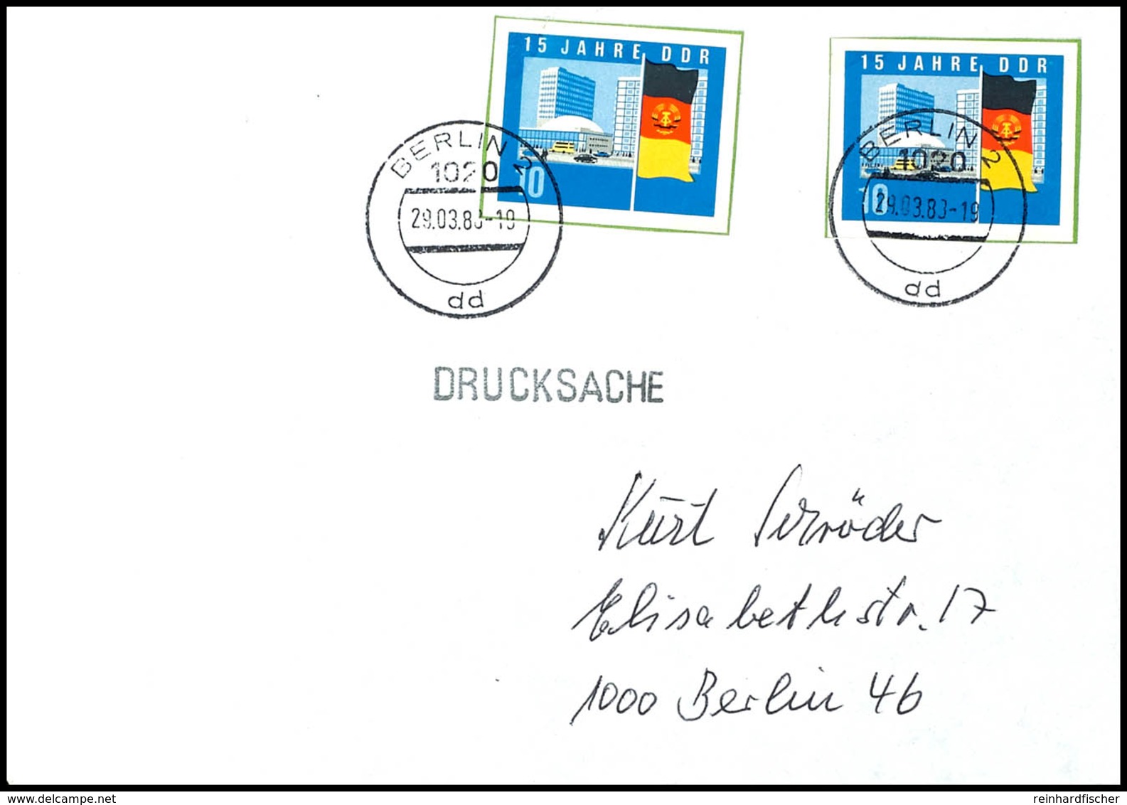 10 Pfg 15 Jahre DDR Aus Blockausgabe, Jeweils Zwei Geschnittene Werte Als Mehrfachfrankatur Auf 15 Ortsbriefen Aus "BERL - Altri & Non Classificati