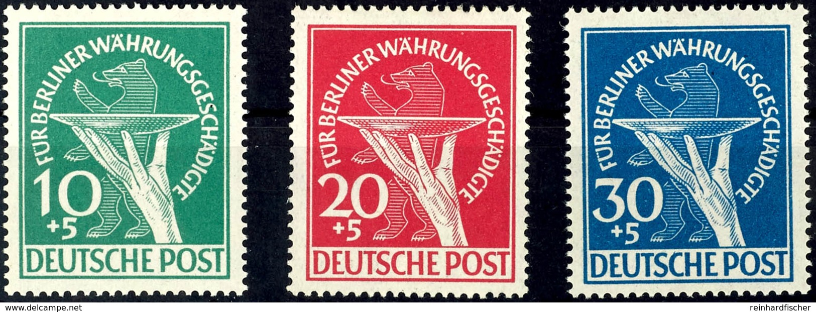 10 - 30 Pfg Währungsgeschädigte, 3 Werte Komplett, Tadellos Postfrisch, Unsigniert, Mi. 320.-, Katalog: 68/70 ** - Other & Unclassified