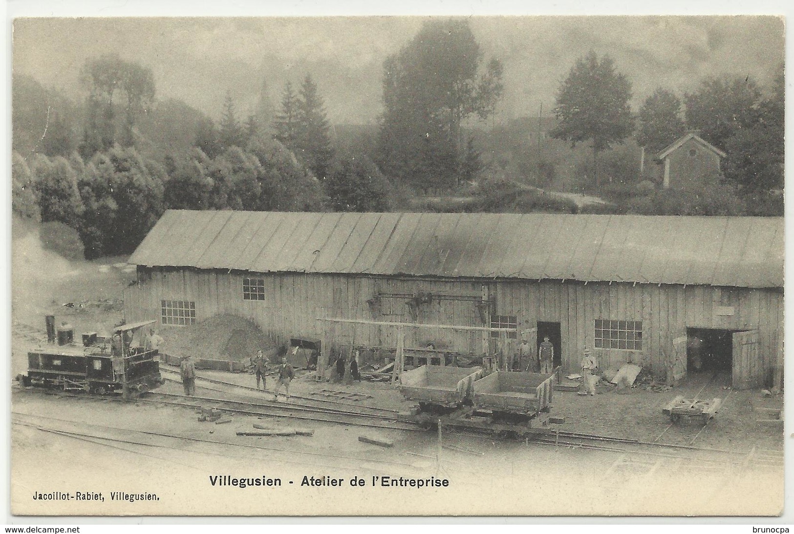 VILLEGUSIEN Construction De La Digue, Atelier De L'entreprise, Locomotive, Rare - Autres & Non Classés