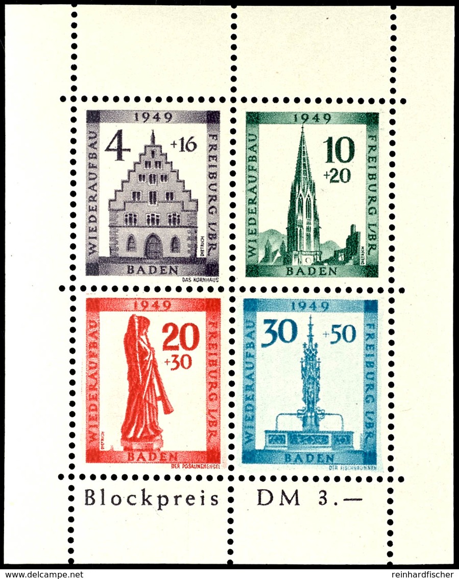 Blockausgabe "Freiburg" Gezähnt Mit Plattenfehler I, Tadellos Postfrisch, Unsigniert, Mi. 300.-, Katalog: Bl.1AI ** - Altri & Non Classificati