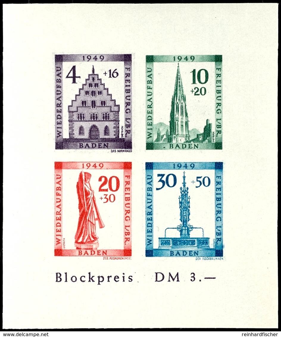 Blockausgabe "Freiburg" Geschnitten Mit Plattenfehler IV, Tadellos Postfrisch, Unsigniert, Mi. 300.-, Katalog: Bl.1BIV * - Altri & Non Classificati