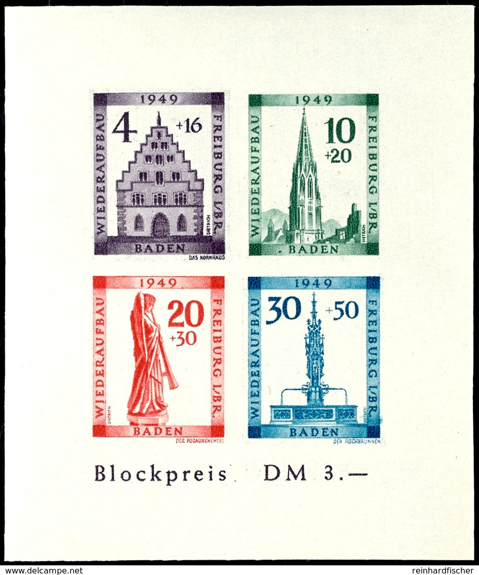 Blockausgabe "Freiburg" Geschnitten Mit Plattenfehler IV, Tadellos Postfrisch, Unsigniert, Mi. 300.-, Katalog: Bl.1BIV * - Other & Unclassified