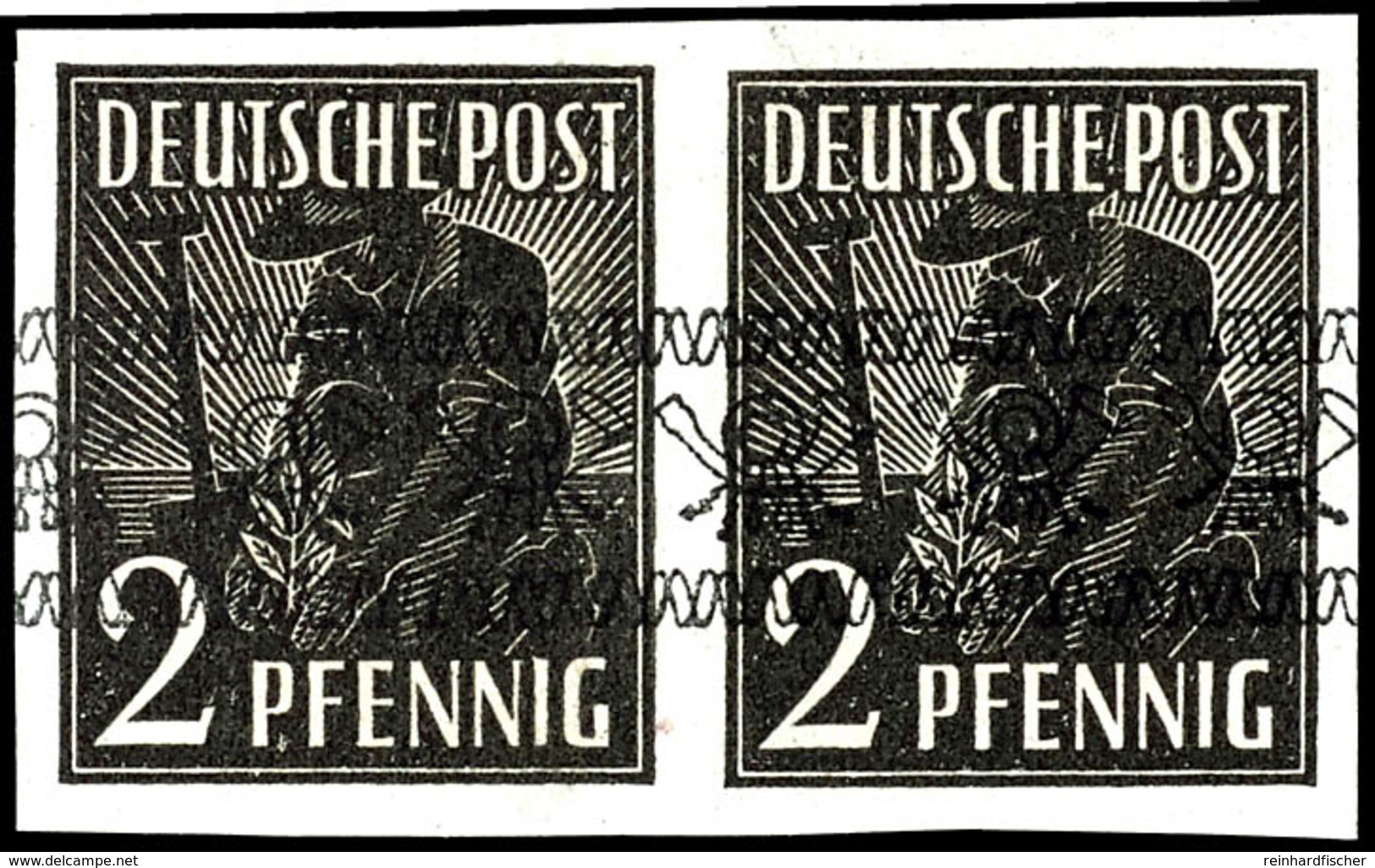 2 Pfg Arbeiter Mit Bandaufdruck Ungezähnt, Waagerechtes Paar, Tadellos Postfrisch, Gepr. Schlegel BPP, Mi. 400.-+, Katal - Altri & Non Classificati