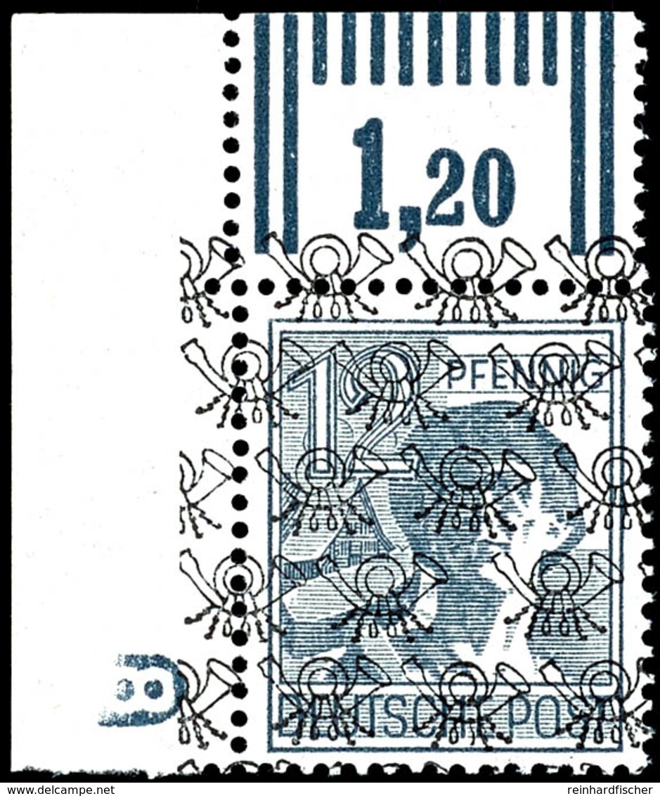 12 Pfg Netzaufdruck Mit Linker Oberer Bogenecke Mit Druckerzeichen "8" Neg, Tadellos Postfrisch, Unsigniert, Mi. 300.-,  - Other & Unclassified