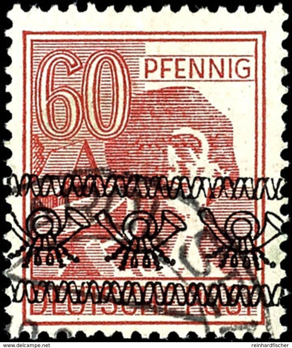 60 Pfg Arbeiter Mit Bandaufdruck Braunkarmin, Tadellos Gestempelt AROLSEN, Tiefst Gepr. A. Schlegel BPP, Mi. 300.-, Kata - Sonstige & Ohne Zuordnung