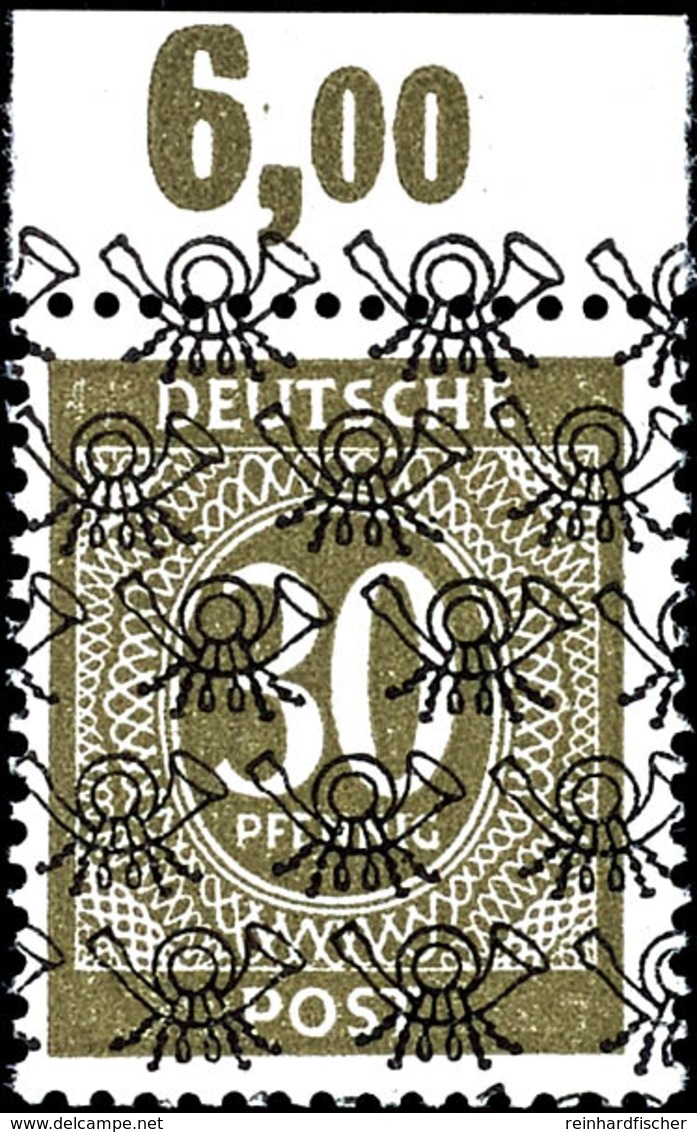 30 Pfg Netzaufdruck Mit Plattendruck-Oberrand, Tadellos Postfrisch, Tiefst Gepr. Schlegel BPP, Mi. 400.-, Katalog: 63II  - Sonstige & Ohne Zuordnung