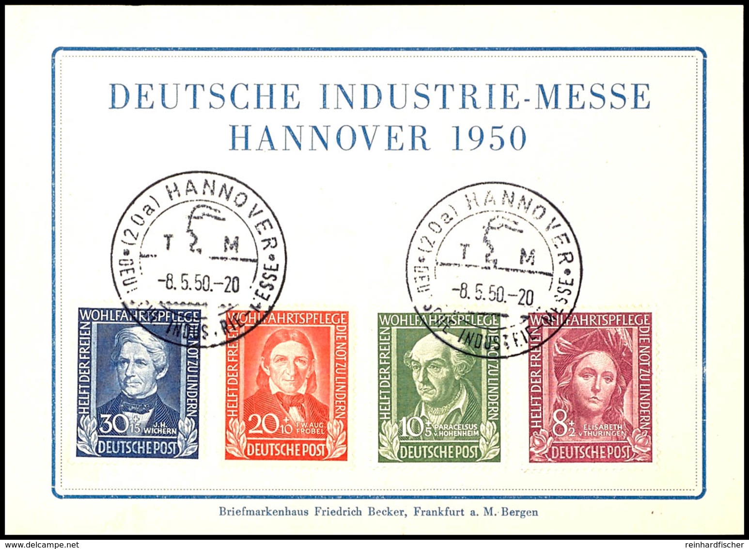 Wohlfahrt 1949 A. Sonderkarte Zur Industriemesse Hannover, Tadellos, Mi. 170,- Schon Für Lose, Katalog: 117/20 BF - Other & Unclassified