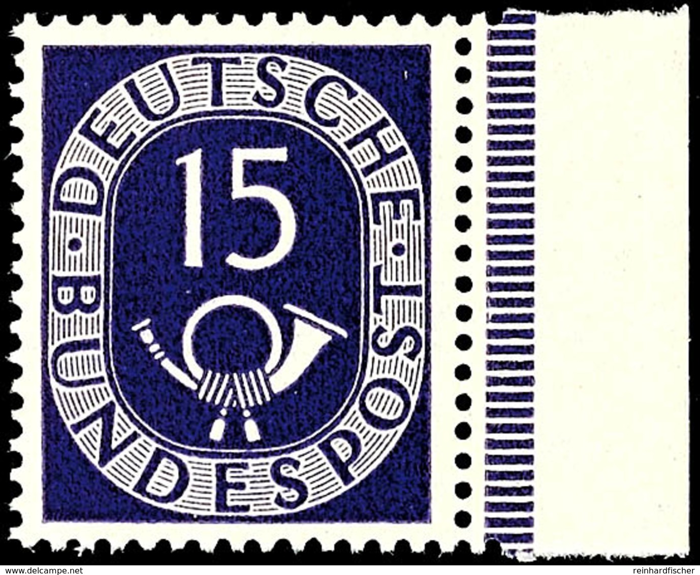 15 Pfg Posthorn, Abart: Wasserzeichen 4Z, Tadellos Postfrisch, Seitenrandstück, Unsigniert, Fotoattestkopie (für Viererb - Other & Unclassified