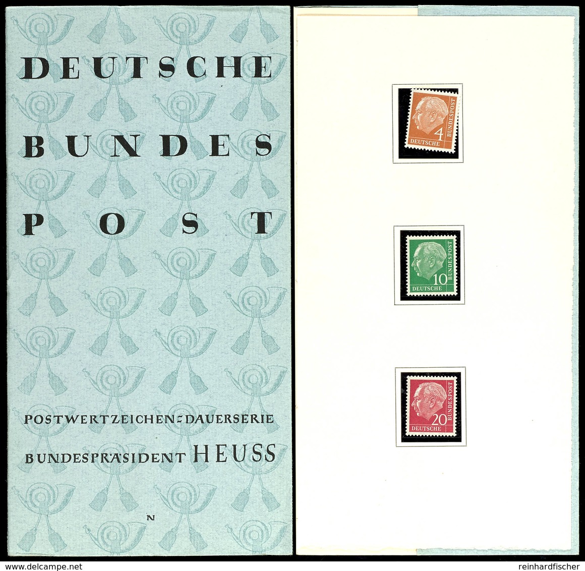 1954, 4 Pfg, 10 Pfg, 20 Pfg Und 30 Pfg Heuss I. In Seltener Ministerkarte (Type Ib), Alle Werte ** In Hawid-Taschen, Min - Other & Unclassified