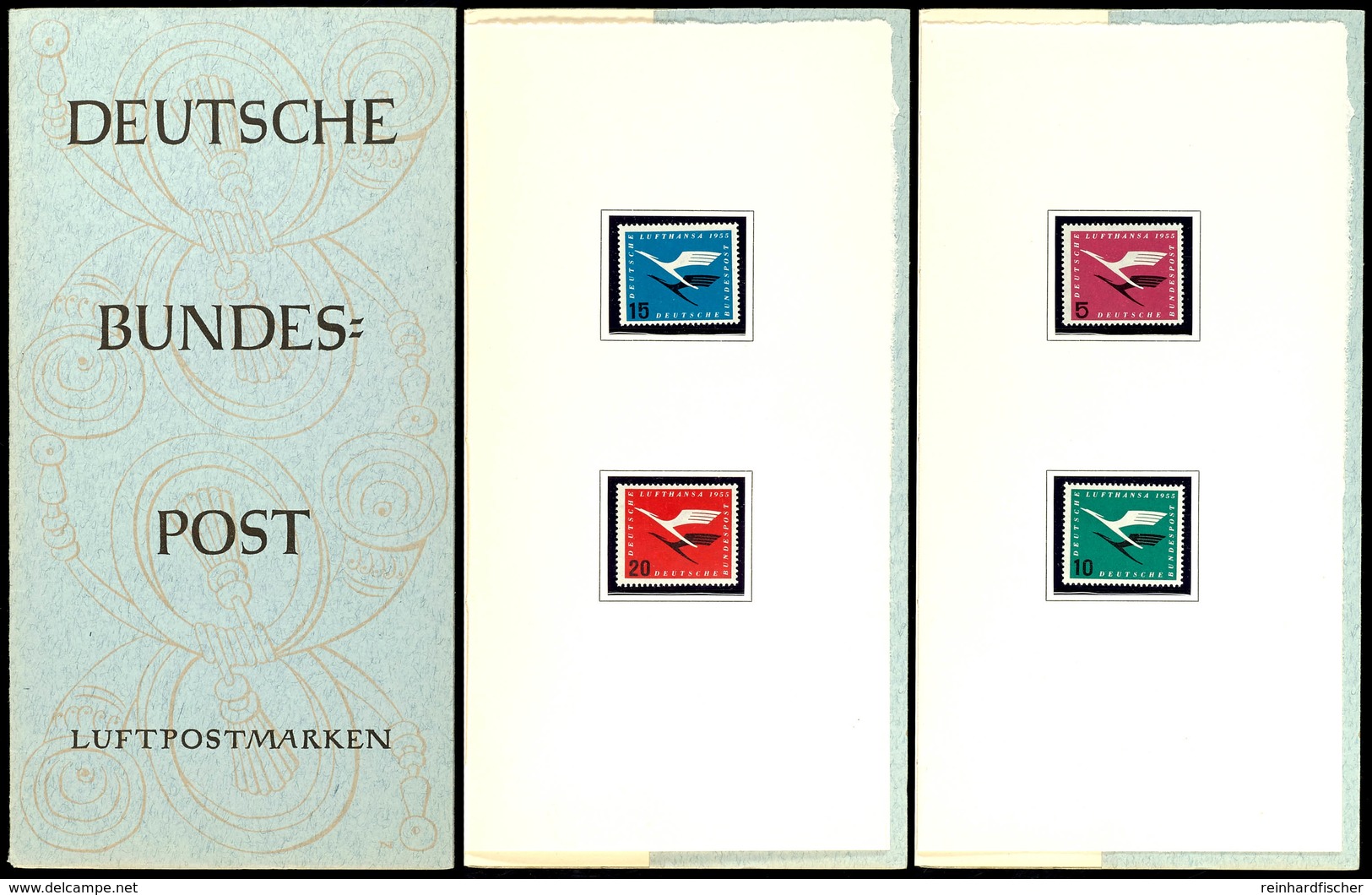 1955, 5 Pfg Bis 20 Pfg Lufthansa In Seltener Ministerkarte, Marken Tadellos Postfrisch Unter Hawid, Ministerkarten Diese - Other & Unclassified