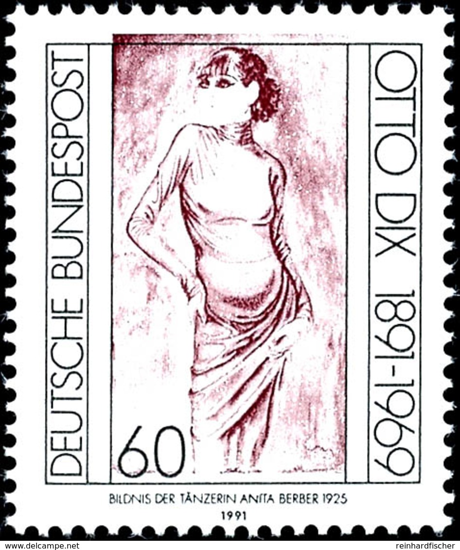 60 Pfg. Otto Dix, Farbe Lebhaftmagenta Fehlend, Postfrisch, Fotobefund Schlegel D. BPP, Katalog: 1572FI ** - Altri & Non Classificati