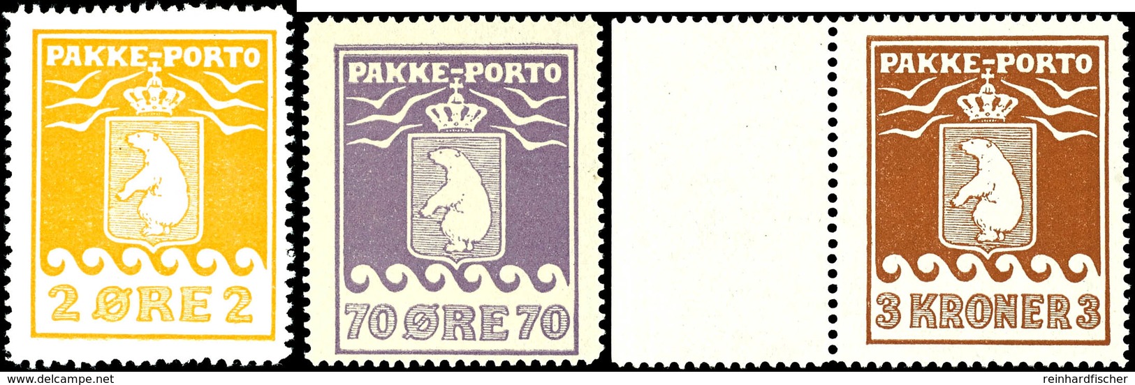 1915/30, Kpl. Paketmarkensatz "Eisbär" In A-Zähnung, 15 Öre Stärkere Haftspuren (handschriftl Sign. Grönlund), Sonst Sau - Other & Unclassified