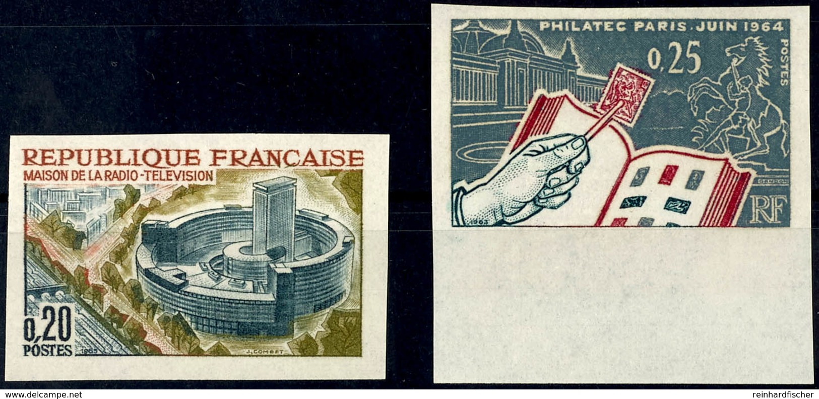 1963, 0,25 Fr. Ausstellung Philatec Und 0,20 Fr. Eröffnung Des Rundfunk- Und Fernsehgebäudes In Paris, Abart "ungezähnt" - Other & Unclassified
