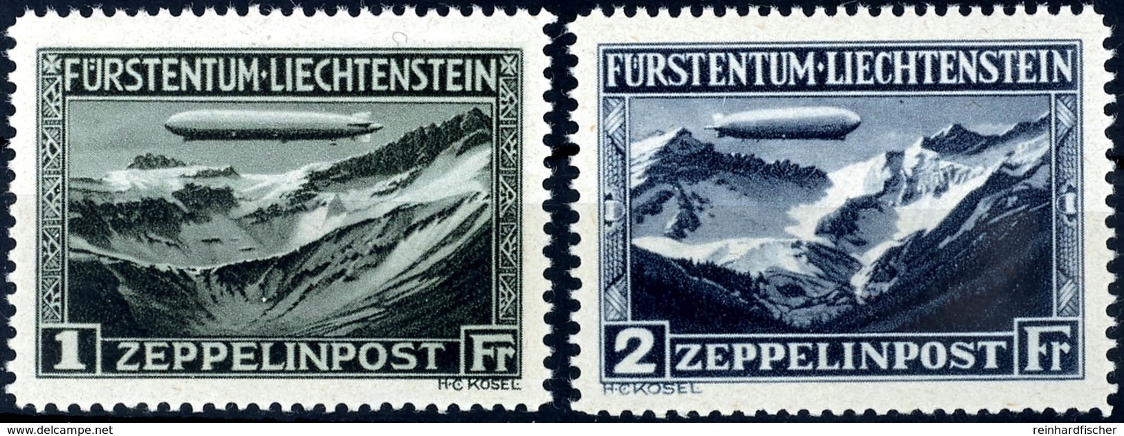 1931, 1 Fr. U 2 Fr. Flugpostmarken "Graf Zeppelin", Postfrischer Prachtsatz, Mi. 650.-, Katalog: 114/15 ** - Altri & Non Classificati