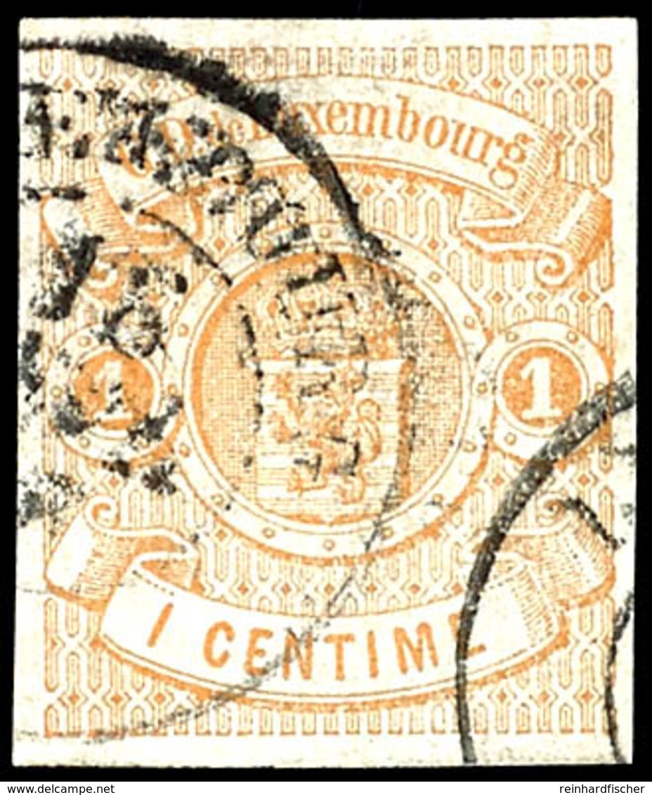 1859, 1 C. Wappen Hellbraun, Tadellos Gestempelt K2 "LUXEMBOURG", Allseits Breitrandig Und Farbfrisch, Kabinett, Fotoatt - Other & Unclassified