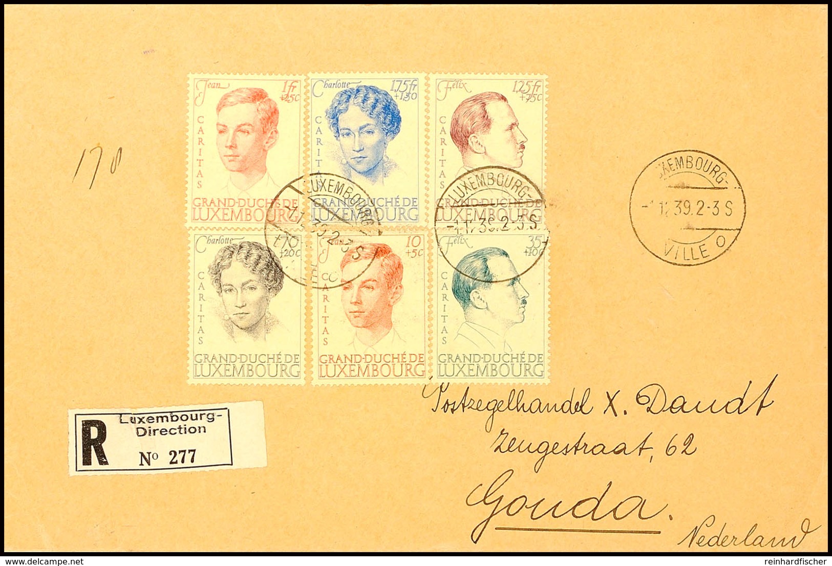 Caritas, Sehr Sauber Auf Auslands-R-Brief Mit Ersttagsstempel "LUXEMBOURG VILLE 1.12.39" Nach Holland, Mi. 260.-, Katalo - Other & Unclassified