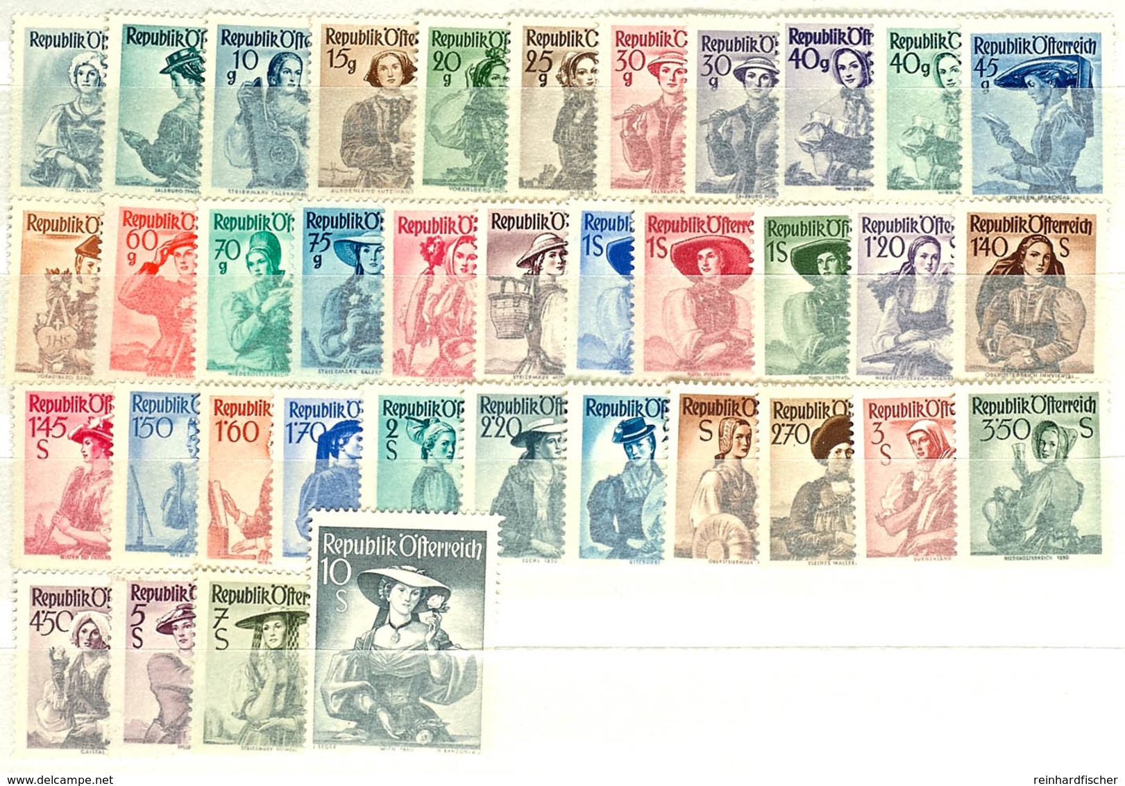 3 Gr. - 10 S. Trachten, 37 Werte Postfrisch Komplett, Mi. 350.-, Katalog: 893/926,978/80 ** - Altri & Non Classificati