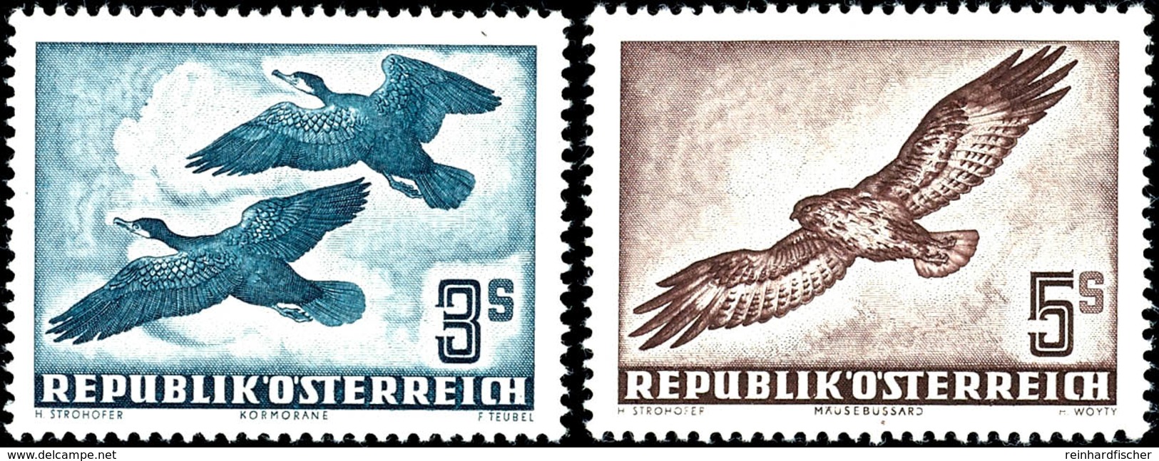 1953, 1 - 10 S. Vögel, 4 Werte Komplett, Postfrisch, Unsigniert, Leichter Herstellungsbedingter Kalanderbug Bei Der 5 S. - Other & Unclassified