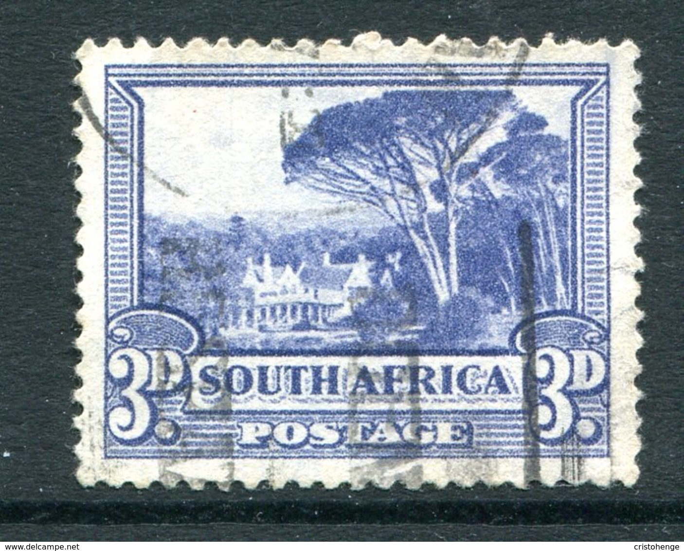 South Africa 1947-54 Screened Printing - 3d Groot Schuur - Dull Blue - Used (SG 117) - Unused Stamps