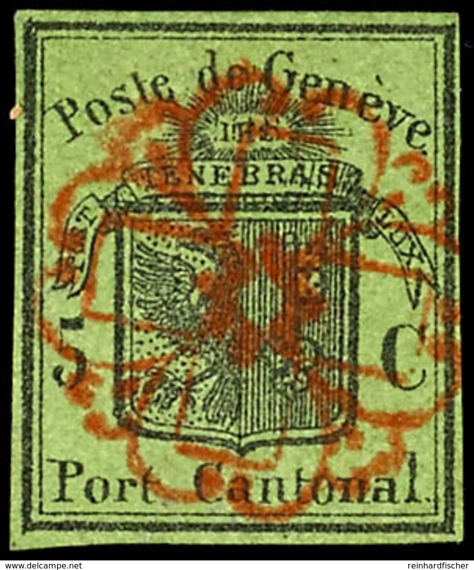 5 C. Schwarz Auf Lebhaftgelboliv, Speratifälschung, Rückseitig Punkthell, Sonst In Guter Erhaltung, Fotobefund Marchand  - 1843-1852 Timbres Cantonaux Et  Fédéraux