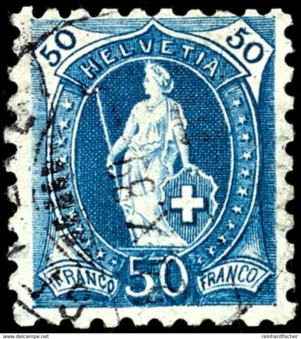 50 Rp. Stehende Helvetia Blau, Gezähnt 9 3/4 : 9 1/4, Gest. GENEVE 24.X.89, Fotoattest Urs Hermann: "farbfrisch In Fehle - Other & Unclassified