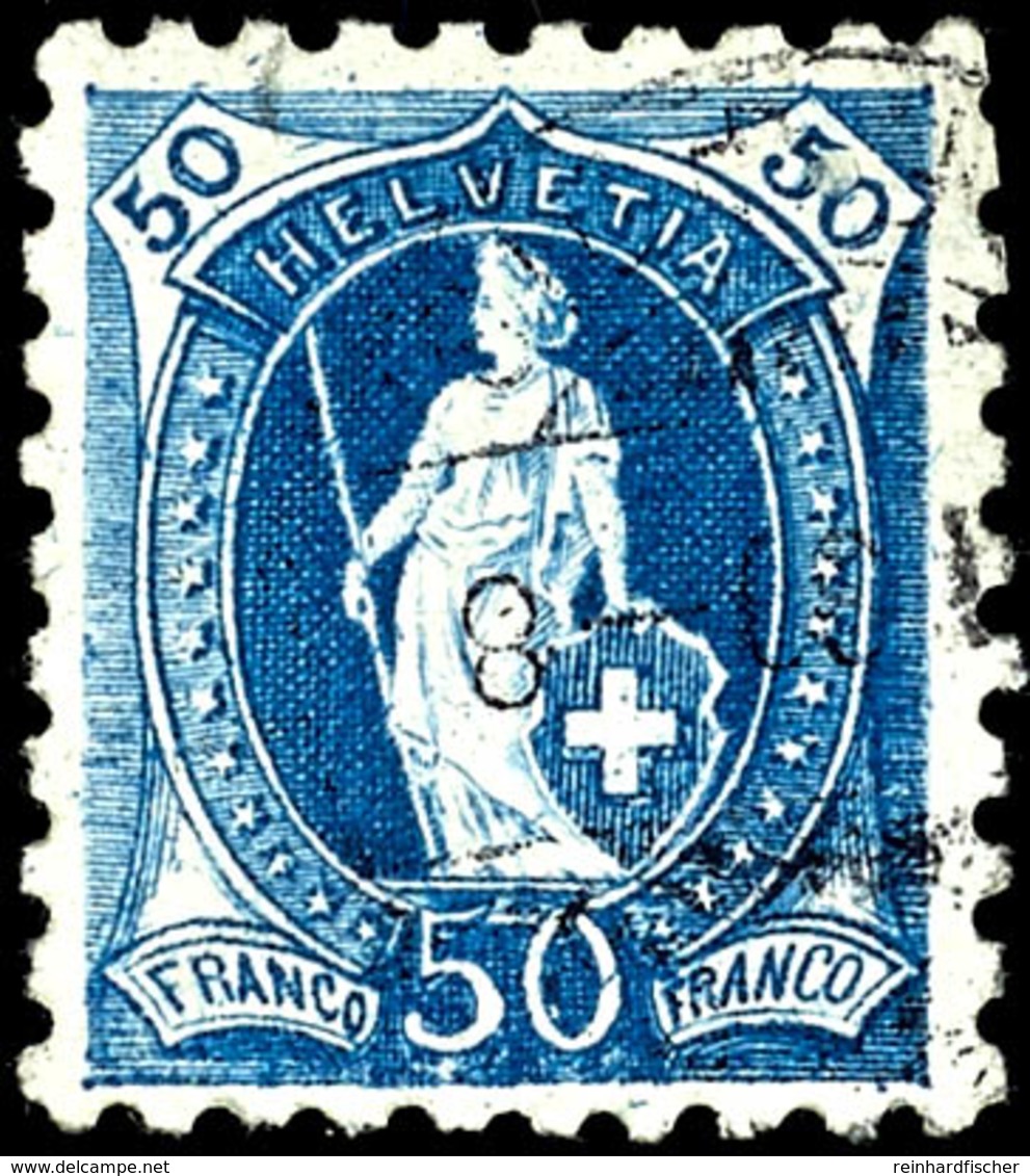 50 Rp. Stehende Helvetia Blau, Gezähnt 9 3/4 : 9 1/4, Gest., Fotoattest Urs Hermann: "farbfrisch In Sehr Guter Erhaltung - Altri & Non Classificati