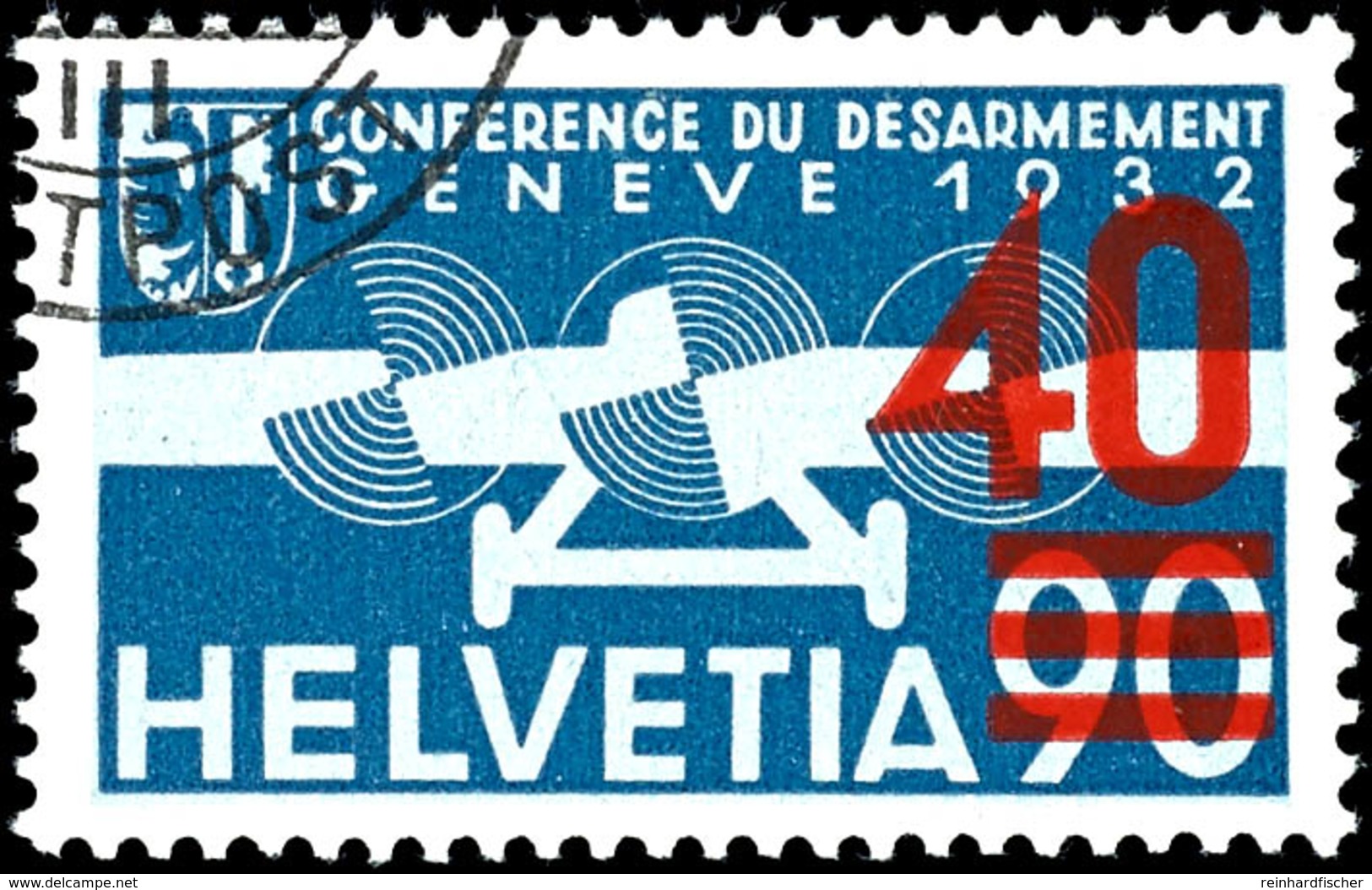 1936, 40 A. 90 C. Flugpostmarke, Aufdruck Orangerot, Seltenste Auflage, Tadellos Mit Sauberem Stempel Von Bern, Fotobefu - Other & Unclassified