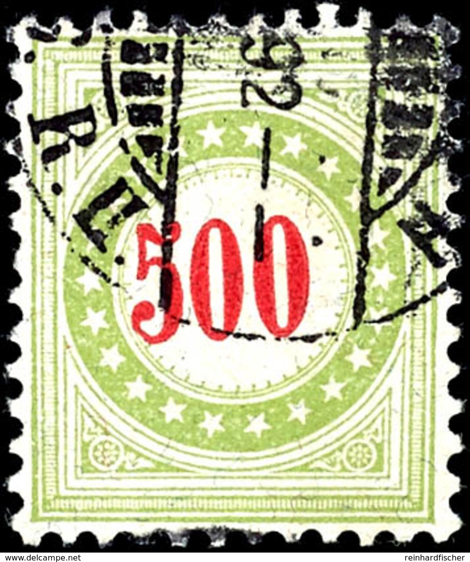 1889, 500 C. Dunkelrosarot/gelblichgrün, Rahmentyp I, Rahmen Kopfstehend, Gestempelt, Tadellos, Signiert Moser, Fotobefu - Segnatasse