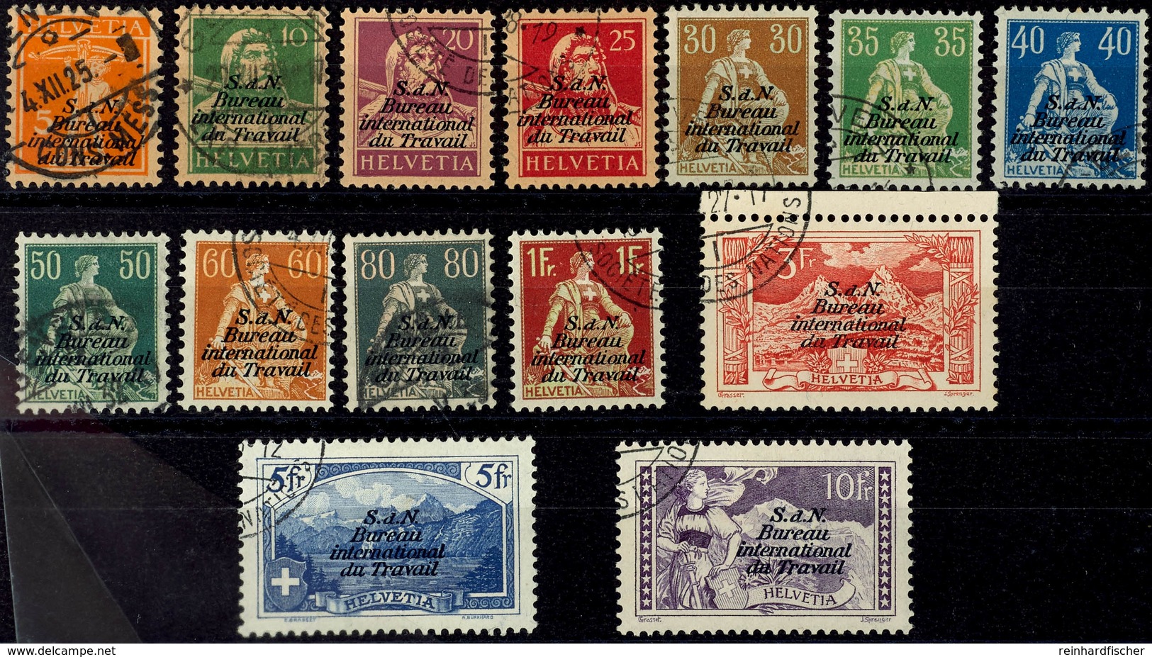 5 C.-10 Fr. Freimarken, Dabei 3 Fr. Mit Kleinem Oberrand, 14 Werte Komplett, Tadellos Gestempelt, Mi. 400,-, Katalog: 1/ - Altri & Non Classificati