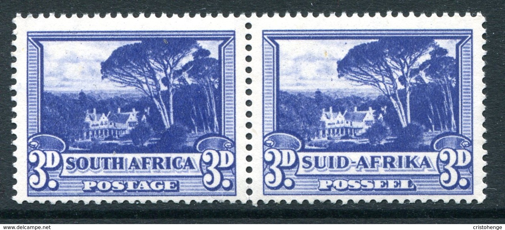 South Africa 1947-54 Screened Printing - 3d Groot Schuur - Blue - HM (SG 117a) - Unused Stamps