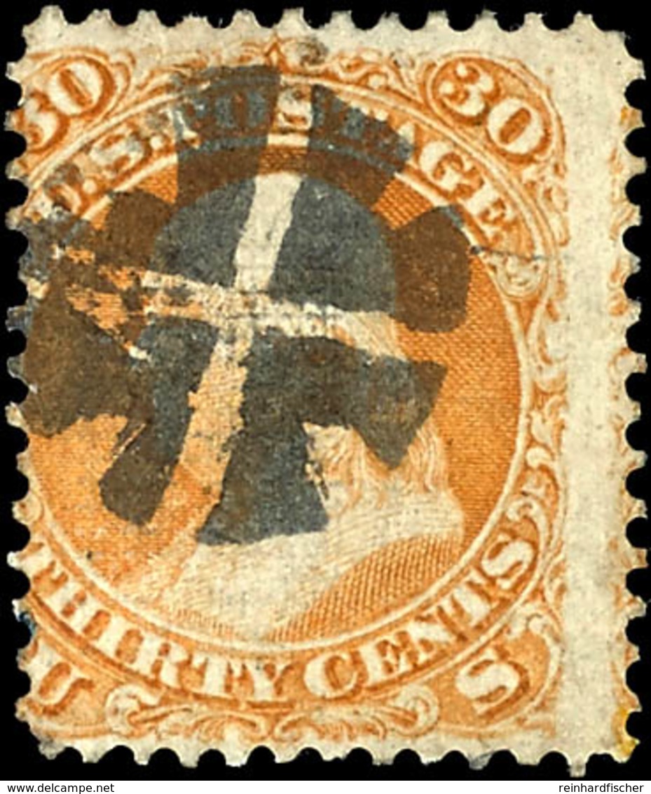 30 C. Orange, Waffeltype VII, Tadellos, Gestempelt, Scott: 100 (900,-$), Katalog: 24WVII O - Other & Unclassified